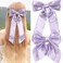 NAISKA 2PCS Purple Hair Bow Clips for Women Silky Satin Bows Hair Clip Bowknot Hair Ribbons with Long Tail French Style Hair Barrettes Alligator Pins Hair Accessories for Teen Girls