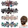4Pcs Sparkling Rhinestone Hair Barrettes,Flower Pearl Crystal Hair Clip Butterfly Rhinestone Spring Hair Barrette Clip Alloy Press Button Ponytail Braid Plate Hair Barrettes For Women Accessories