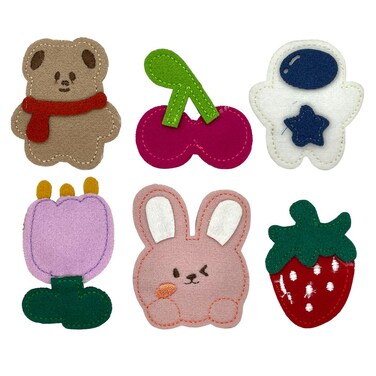 6 Pack Colorful and Cute Hair Clips, Bear/Cherry/Astronaut/Flower/Bunny/Strawberry, Handmade Accessories Barrettes, Metal Snap Hair Clips for Girls Kids Teens
