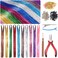 Hair Tinsel Kit with Tools Fairy Hair Heat Resistant Easy to Tie 48" 2300 Strands Super Cute for Girls for New Year Christmas Cosplay