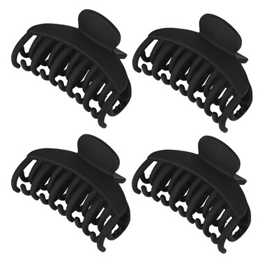 DEEKA 4 PCS 2.5 Inch Hair Claw Clips Double Row Teeth Matte Hair Jaw Clips Hair Barrettes Thick Medium Thin Hair Clips for Women (Black)