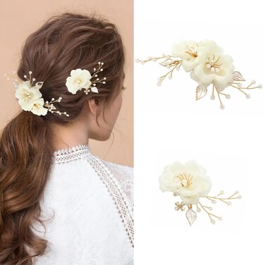 Handmade Beaded Bridal Hair Accessories - Floral Hair Clips and Combs for Women