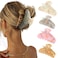 4Pcs Large Acrylic Hair Claw Clips - Strong Hold Thick Hair Banana Barrettes for Women Girls (Hair Clips, Banana(gray/champagne/green/pink))