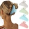 4Pcs Large Acrylic Hair Claw Clips - Hair Clips with Strong Hold for Thick Hair, Non-slip Banana Barrettes for Women Girls (Shell: light green/white/pink/blue)