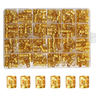 400PCS Gold Hair Clips Hair Jewelry Aluminum Dreadlocks Metal Cuffs for Hair Braids Hair Accessories, Adjustable Metal Cuffs Braiding Hair Rings for Box Braids (Golden)