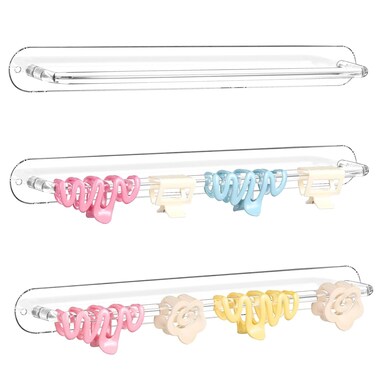 SNOWSTAR Acrylic Claw Clip Organizer Holder,3PCS Wall Holder,Claw Clip Holder and Storage,Hair Clip Organizer Display Clear Stand for Women and Girls