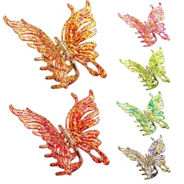 6 Pcs Hair Clips Large Butterfly Hair Clips for Thick Hair No Slip Strong Hold Big Shining Butterfly Hair Claw Clips for Women and Girls Hair Accessories Gifts