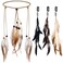 XunYee 3 Pack Feather Hair Clips and 1 Boho Feather Headband Hippie Hair Extensions with Clip Comb Set for Women Mardi Gras Cosplay Costume Carnival Party Headdress Accessory Gifts(Retro Style)