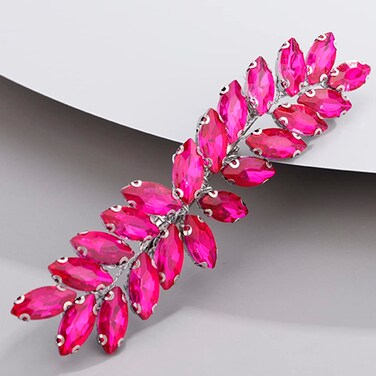 Rose red Color Crystal Hair Clip for Women and Girls Crystals Hair Clip Prom Party Hair Pieces Bridal Bridesmaid Hair Accessories