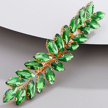Green Color Crystal Hair Clip for Women and Girls Crystals Hair Clip Prom Party Hair Pieces Bridal Bridesmaid Hair Accessories