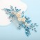 Bridal White Flower Light Blue Crystal Rhinestone Hair Comb for Bride Bridesmaid Sliding side Headpieces Wedding Hair Accessories for Women and Girls (Blue 1)