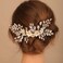 Bridal White Flower Light Blue Crystal Rhinestone Hair Comb for Bride Bridesmaid Sliding side Headpieces Wedding Hair Accessories for Women and Girls (Blue 1)