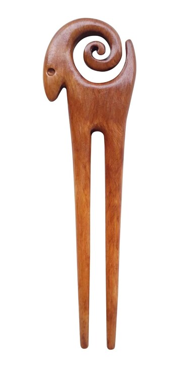 Marycrafts Wooden Ram Symbol Hair Pin, Hair Fork, Hair Stick, Hair Accessories