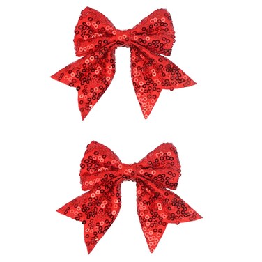 2Pcs 3 Inch Sequins Hair Bows for Girls, Sparkling Bows Alligator Hair Clip Hair Barrettes Accessories for Women Teens Girls Kids (Red)