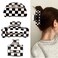 Vintage Checkered Y2K Hair Barrettes, Aesthetic 3Pcs Claw Clips for Women and Girls
