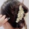Pearl and Crystal Flower Tassel Hair Claw Clips - Large Metal Claw Clips for Thick Hair, Gold Hair Accessories with Pearls