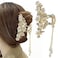 Pearl and Crystal Flower Tassel Hair Claw Clips - Large Metal Claw Clips for Thick Hair, Gold Hair Accessories with Pearls