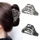 2 Pcs Halloween Hair Clips Black Ghost Hand Hair Claw Clips Skeleton Design, Hair Clip for Thick Hair Women Metal Hair Accessories (Black Sliver)