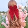 Zkptops 4Pcs Hair Bow Silky Satin Hair Clips for Women Girls Hair Ribbon Bow Hair Clips Long Tail Cute Oversized Hair Bows Clips Soft Large Big Hair Barrettes Hair Accessories (Black Beige Red Green)