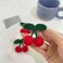 4Pcs Girls Cherry Hair Clips Hair ties, Sweet Handmade Crochet Cherry Hair Barrettes Elastic Hair Tie Accessories Ponytail Holder Hair Accessories for Girls Kids Teens (Red, One Size)