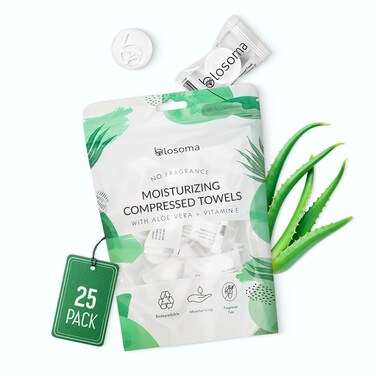 Unscented Compressed Towel Tablets &ndash; Disposable Cotton, Instant Expandable water activated Face Towels, Travel-Friendly, Biodegradable Moisturizing Towels for Camping and Outdoors (Pack of 25)