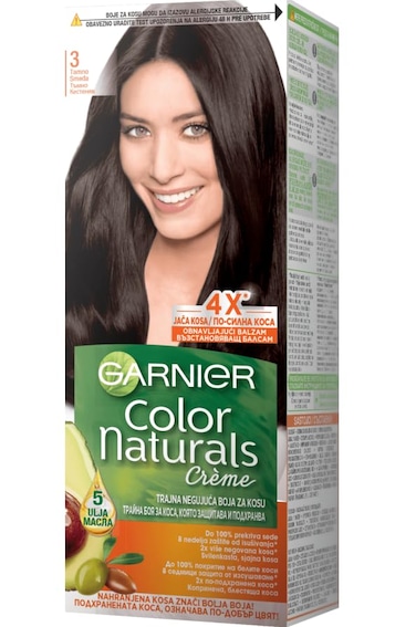 Garnier Color Naturals Nourishing Permanent Hair Color Cream - No. 3 Dark Brown (PACK OF 3)
