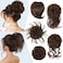 HMD 5 Pieces Messy Hair Bun Hairpiece Tousled Updo for Women Hair Extension Ponytail Scrunchies with Elastic Rubber Band Long Updo Messy Hairpiece Hair Accessories Set for Women（1B/30）