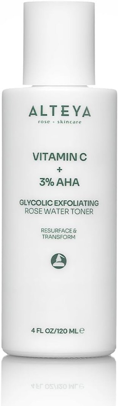 Alteya Organics Glycolic Exfoliating Rose Water Toner (Vitamin C Plus 3% AHA) - 4 Fl Oz/120mL