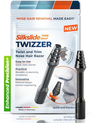 TWIZZER, Nose Hair and Ear Hair Trimmer for Men and Women, Twist and Trim Nasal Hair Removal, German Blades, Patented Design, No Electricty or Batteries