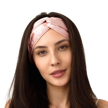 SLEEP &amp; GLOW Silk Luxury Headband 100% Mulberry 22 Momme Natural Silk Hairband Adjustable &amp; Durable Wrap for Hair (Rose Smoke)