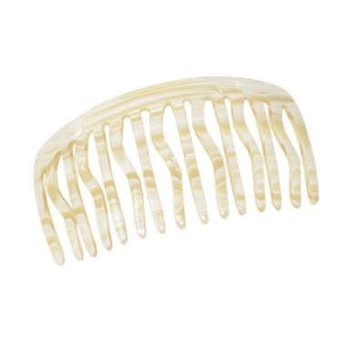 French Amie Handmade Large Ivory Cream Celluloid 15 Teeth Side Hair Comb (Ivory Cream)