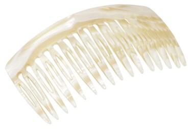 French Amie Ivory Cream 16 Teeth Handmade Medium Celluloid Acetate Side Hair Comb