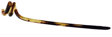 French Amie Twirl Handmade Shaded Shell Brown Cellulose Acetate Chignon Bun Hair Pin Stick Approx 6 Inches