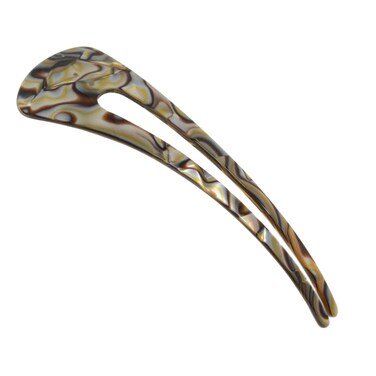 French Amie Grace Long Onyx Grey Large Handmade Cellulose Acetate Chignon Bun Holder U Hair Pin Stick (Onyx)