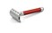 Edwin Jagger 3ONE6 DE Stainless Steel Safety Razor, Grooved, 1x Pack of Razor Blades (Anodized Red)
