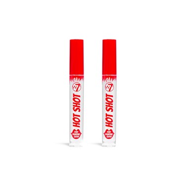 W7 Hot Shot Plumping Gloss Bundle - Enhancing Plump Effect For Fuller Lips - Clear, Natural, High Shine Finish - 2 Pack