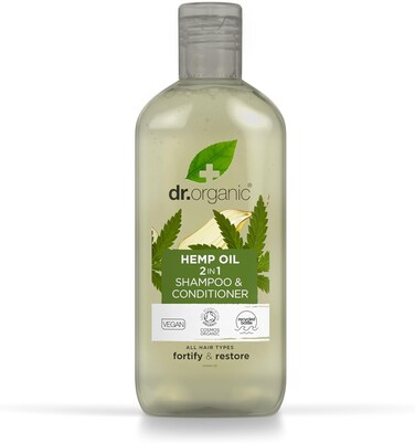 DR ORGANIC Hemp Oil 2 in 1 Shampoo &amp; Conditioner for Fine Hair, For Men &amp; Women, Natural, Vegan, Cruelty-Free, Paraben &amp; SLS-Free, Certified Organic, 265ml