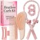 Lily England Heatless Hair Curlers to Sleep In - No Heat Curling Gift Set Includes Satin Headband, Hair Clip, Comb &amp; 2 Scrunchies - Sleek &amp; Smooth Overnight Curls (Peach, 6 Pack)