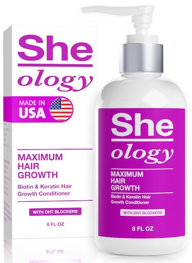 Sheology Maximum Growth &amp; Thickening Conditioner for Women - Natural DHT Blockers with Biotin, Keratin and Saw Palmetto - Reduce Hair Loss - For Growth and Thickening - Made in USA