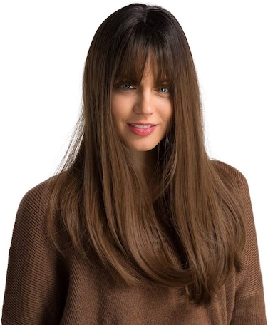 Esmee 20" Long Synthetic Wigs With Dark Root Ombre Colour High Density Natural Headline Heat Permanent Hair Wigs for Women..