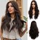Esmee 24 Inches Long Wavy Black Brown Wigs Cosplay Costume Party Wig for Black Women Afro High Temperature Fiber Synthetic Hair Wigs