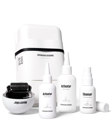 Copenhagen Grooming Men Hair Growth Kit w/The Activator Hair Growth Serum &amp; The Moonroller Hair Follicle Stimulator - Gentle and Efficient Hair Regrowth Treatment for Men (150 days)