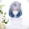 Short Hair Wig Bob Wavy Synthetic Japanese Cute Lolita Rooming Face Natural Natural Daily Girls Cosplay Wigs (Blue)