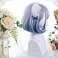 Short Hair Wig Bob Wavy Synthetic Japanese Cute Lolita Rooming Face Natural Natural Daily Girls Cosplay Wigs (Blue)