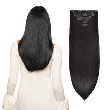 Clip in Hair Extensions Real Human Hair 120g 7pcs Human Hair Clip in Extensions 16 Inch Jet Black #1 Thickened Straight Real Hair Extensions Clip in Human Hair