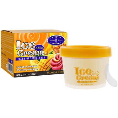 AICHUN BEAUTY Ice Cream Facial Wash Off Mud Mask Oil-Control Deep Cleaning Moisturizing Exfoliation Blackhead Skin Care 100g 3.38FL. OZ (MANGO&amp;HONEY)