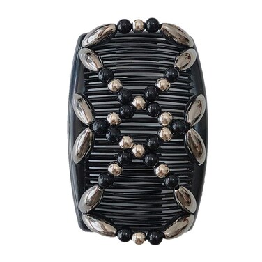 Lovef Comb Hair Clips for Women and Girls Stylish and Fashionable Accessories for Easy Hair Dos Tribal (White Black and Gold) (Black)