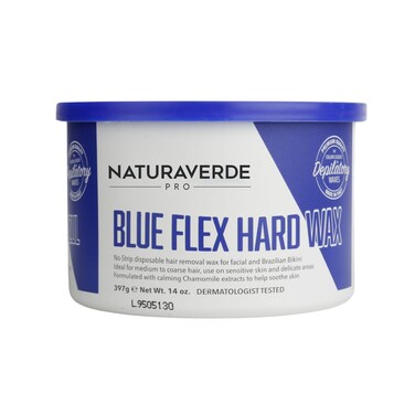 NaturaverdePro Blue Flex Hard Wax, Body and Facial Hair Removal, Brazilian Bikini Wax for Women with Calming Chamomile - 14oz