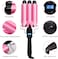 3 Barrel Curling Iron Wand Hair Crimper with Dual Voltage, 1 Inch Hair Waver Iron with LCD Temp Display, Ceramic Tourmaline Crimper Hair Iron, Hair Curler Temperature Adjustable