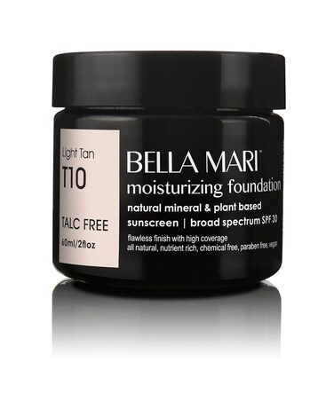 Bella Mari Natural Moisturizing Foundation, Light Tan (T10); 2floz PBA-Free Plastic